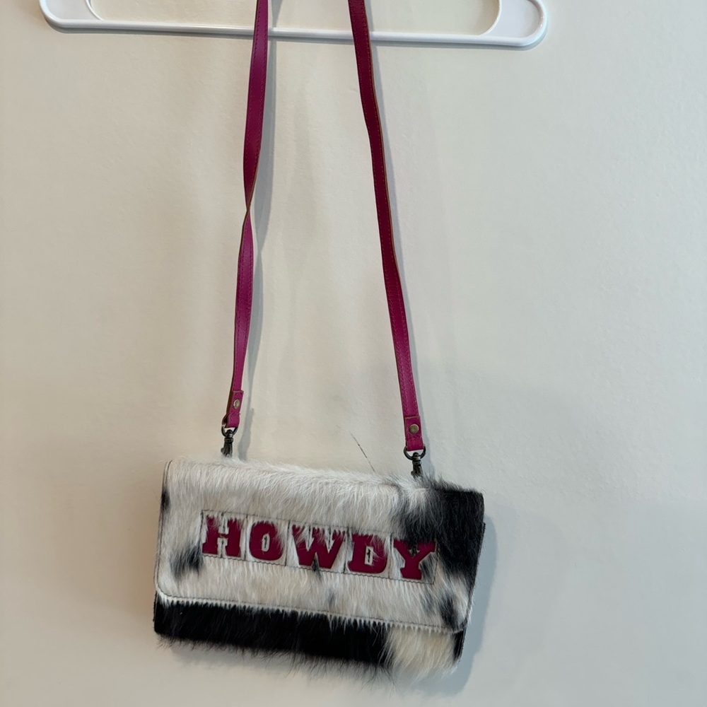 Howdy Real Cow Fur Black and White Purse - Picture 2 of 7